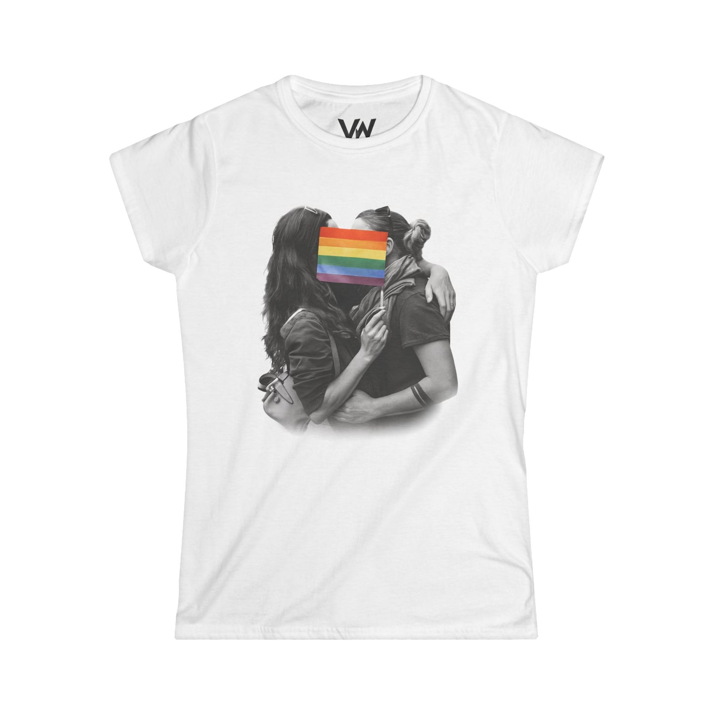 Pride Celebration Tee, LGBTQ+ Pride Shirt, Equality T-Shirt, Softstyle Rainbow Tee, Feminine Graphic Top, Voicewears.com